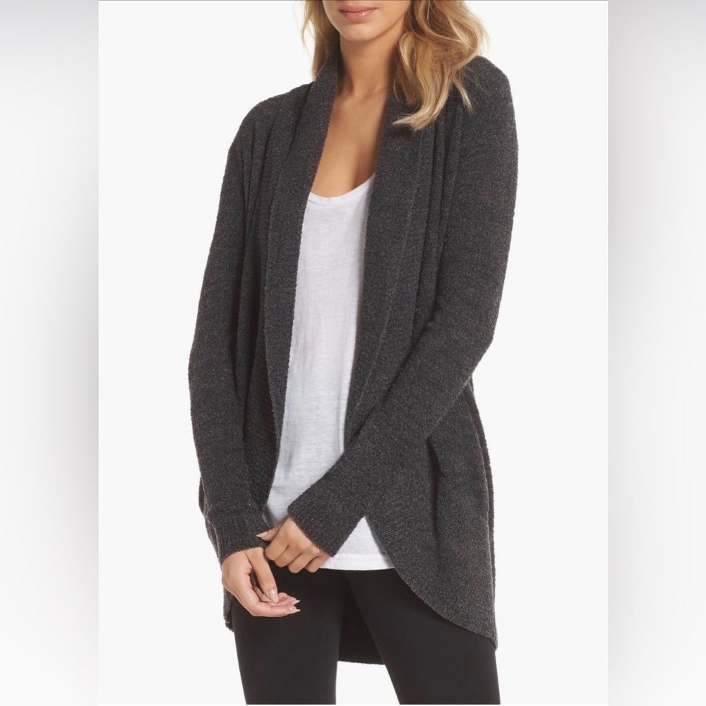 Barefoot Dreams CozyChic Circle Cardigan Women's Charcoal Open Front